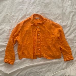 Everlane orange linen shirt